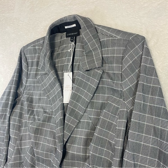 NWT Lane Bryant the Bryant Blazer Black White Houndstooth Plaid Jacket Size 26 - Picture 2 of 11